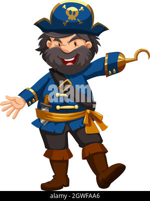 Pirate en vêtements bleus Illustration de Vecteur