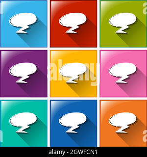 Boutons avec symboles de nuage vides Illustration de Vecteur