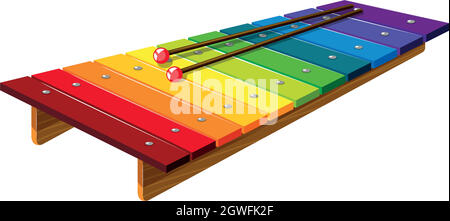 Xylophone coloré avec bâtons Illustration de Vecteur