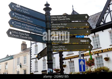 Panneau indiquant Agincourt Square, Monmouth, pays de Galles du Sud Banque D'Images