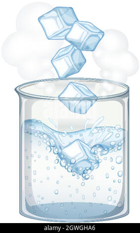 Bol avec glace et eau sur fond blanc Illustration de Vecteur