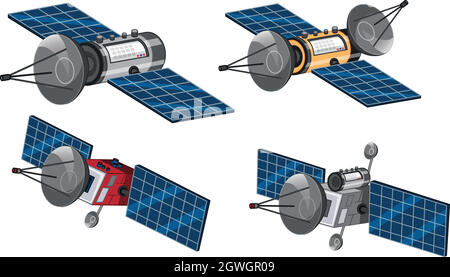 Ensemble de satellites spatiaux Illustration de Vecteur