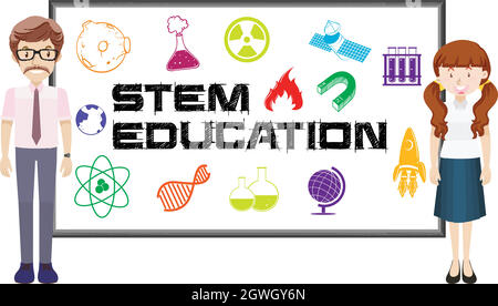 Enseignants et éducation STEM à bord Illustration de Vecteur
