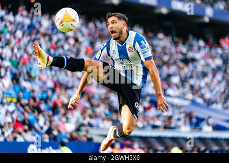 Barcelone, Espagne. 3 octobre 2021. Oscar Gil (RCD Espanyol), lors du match de football de la Liga entre le RCD Espanyol et le Real Madrid CF, au stade Cornella-El Prat, le 3 octobre 2021 à Barcelone, Espagne. Foto: SIU Wu. Credit: dpa/Alay Live News Banque D'Images