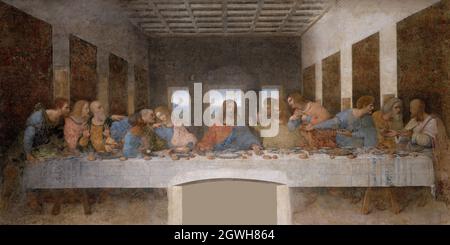 Le célèbre chef-d'œuvre de Léonard de Vinci la Cène montrant Jésus et ses disciples Banque D'Images