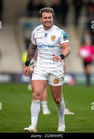 3 octobre 2021; AJ Bell Stadium, Eccles, Greater Manchester, Angleterre: Gallagher Premiership Rugby, sale v Exeter ; Stuart Hogg, Exeter Chiefs Banque D'Images