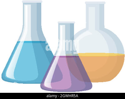 Verrerie pour expérience chimique isolée Illustration de Vecteur