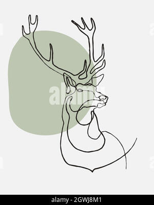 Mise en plan de ligne continue. Logo Deer. Illustration vectorielle Illustration de Vecteur