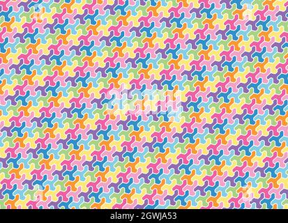 Composition géométrique multicolore style puzzle.Huit couleurs + blanc.Répétition uniforme.Image vectorielle.Excellent comme la texture, l'arrière-plan, etc Illustration de Vecteur