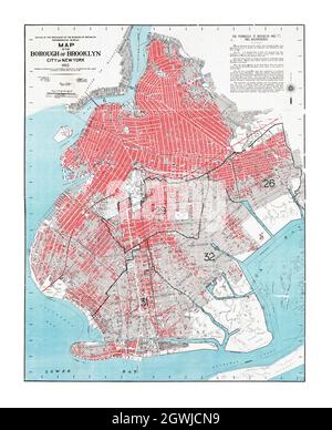 Carte du quartier de Brooklyn, ville de New York, 1912 Banque D'Images