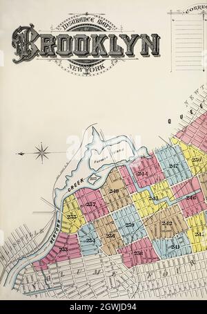 Sanborn carte d'assurance-incendie de Brooklyn, comté de Kings, New York (1888) par Sanborn Map Company. Banque D'Images