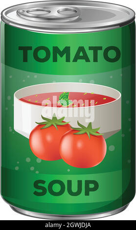 Soupe de tomates en boîte d'aluminium Illustration de Vecteur