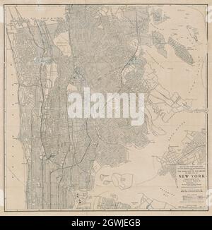 Carte de la partie nord du Borough de Manhattan et du Borough du Bronx de la ville de New York.1907. Banque D'Images