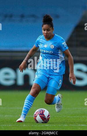 Manchester, Royaume-Uni. 03ème octobre 2021. Manchester City Academy Stadium, Manchester, 3 octobre 2021 Barclays FA Women's Super League- Manchester City Women vs West Ham Women demi Stokes of Manchester City Women. Crédit : Touchlinepics/Alamy Live News Banque D'Images