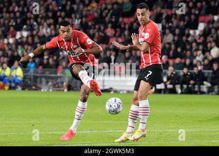 EINDHOVEN, PAYS-BAS - OCTOBRE 3 : Cody Gakpo de PSV pendant le match néerlandais Eredivisie entre PSV et Sparta Rotterdam au Philips Stadion le 3 octobre 2021 à Eindhoven, pays-Bas (photo de Geert van Erven/Orange Pictures) Banque D'Images