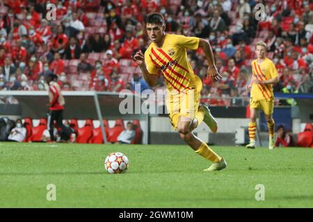 Pedri du FC Barcelone lors de la Ligue des champions de l'UEFA, Group Stage, match de football du Groupe E entre SL Benfica et le FC Barcelone le 29 septembre 2021 au Stade de Luz, Lisbonne, Portugal - photo Laurent Lairys / DPPI Banque D'Images