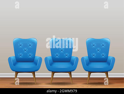 Ensemble de fauteuil bleu classique Illustration de Vecteur