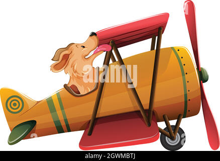 Un avion de chien sur fond blanc Illustration de Vecteur