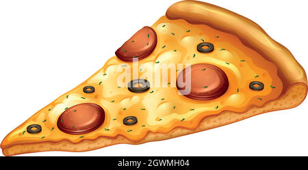 Tranche de pizza au pepperoni Illustration de Vecteur
