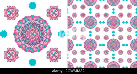 Design sans couture avec motif de mandalas coloré Illustration de Vecteur