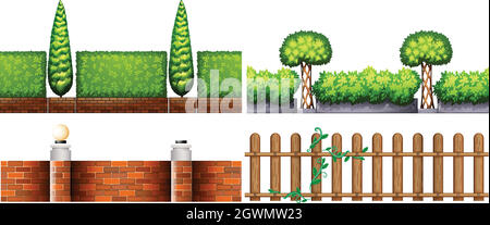 Quatre modèles de clôtures Illustration de Vecteur