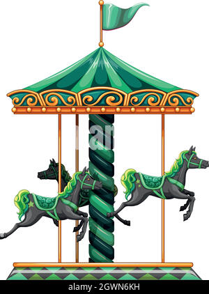 Un tour vert de carrousel Illustration de Vecteur