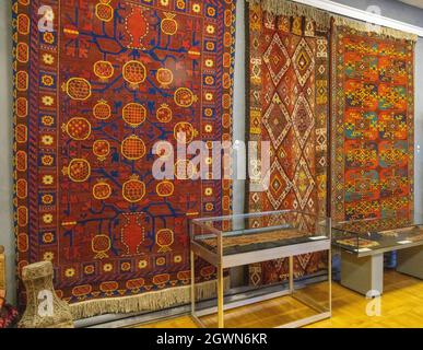 Exposition de tapis, Musée national des arts appliqués d'Ouzbékistan Tachkent, Ouzbékistan Banque D'Images