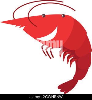 Crevettes rouges sur fond blanc Illustration de Vecteur