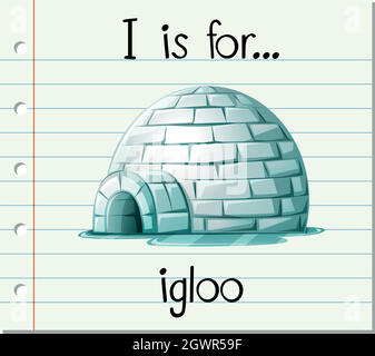 Flashcard alphabet I est pour igloo Illustration de Vecteur