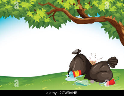 Sacs de voyage dans le parc Illustration de Vecteur