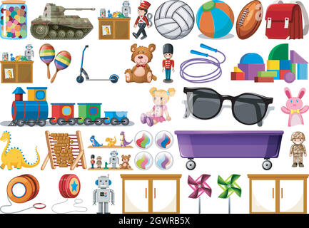 Mettez en place des jouets pour enfants Illustration de Vecteur