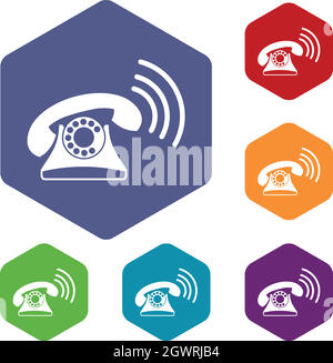 Retro phone icons set Illustration de Vecteur