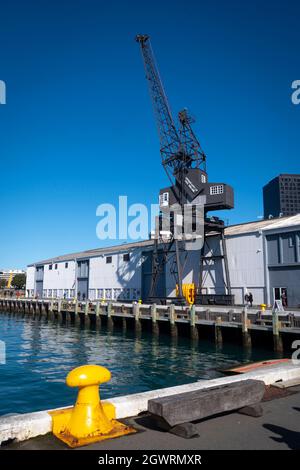 Grue historique sur Queens Wharf, Wellington, Île du Nord, Nouvelle-Zélande Banque D'Images