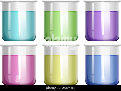 Mélange liquide dans un bécher en verre Illustration de Vecteur