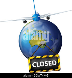 Affiche pour le thème du coronavirus avec fermeture de la terre Illustration de Vecteur