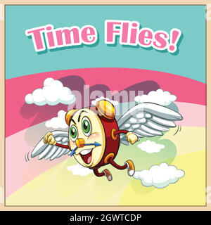 Horloge avec ailes volantes Illustration de Vecteur