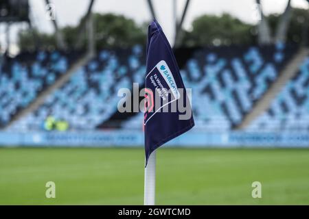 Manchester, Royaume-Uni. 03ème octobre 2021. Drapeau d'angle pendant le match Barclays FA Womens Super League entre Manchester City et West Ham United à l'Academy Stadium de Manchester, Angleterre crédit: SPP Sport Press photo. /Alamy Live News Banque D'Images