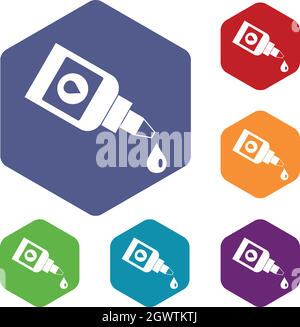 Bouteille pour Eye drops icons set Illustration de Vecteur