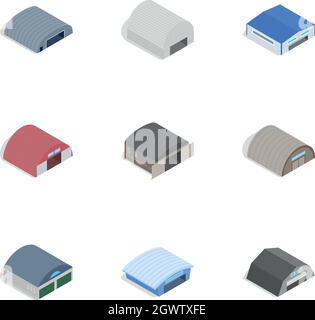 Les icônes de grange, style 3D isométrique Illustration de Vecteur
