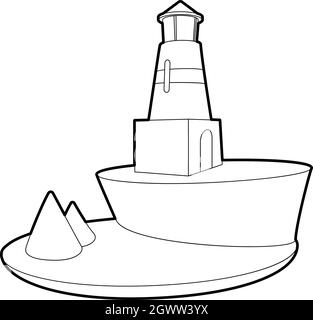 L'icône de style contour phare Illustration de Vecteur