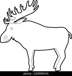 L'icône de style contour Elk Illustration de Vecteur