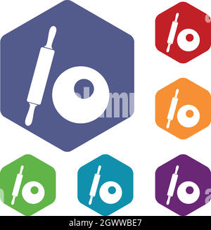 Rouleau à pâte et icons set Illustration de Vecteur