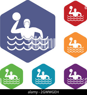 Le water-polo icons set Illustration de Vecteur