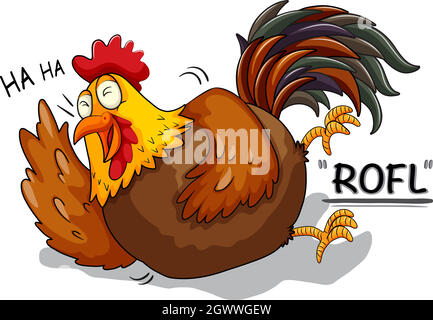 Poulet riant sur blanc Illustration de Vecteur