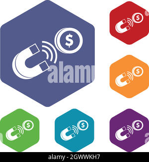 Aimant avec coins icons set Illustration de Vecteur