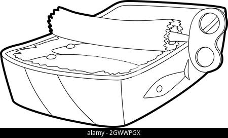 Le poisson en conserve , icône style contour Illustration de Vecteur