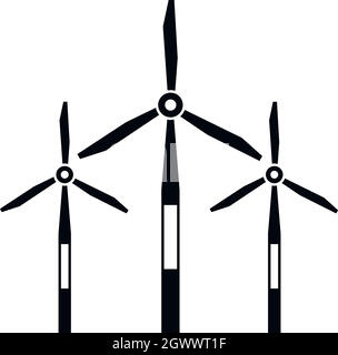 Les turbines du générateur du vent, l'icône de style simple. Illustration de Vecteur