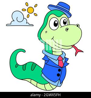 serpent bien habillé dans un costume prêt à aller aux affaires Illustration de Vecteur