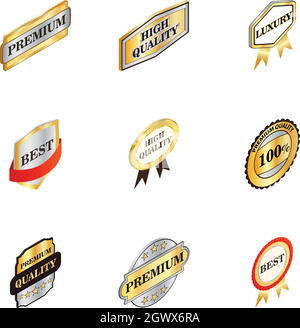 Étiquettes premium quality icons set Illustration de Vecteur