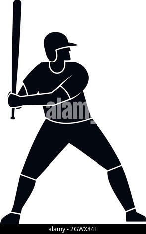 Joueur de baseball avec bat, icône de style simple Illustration de Vecteur